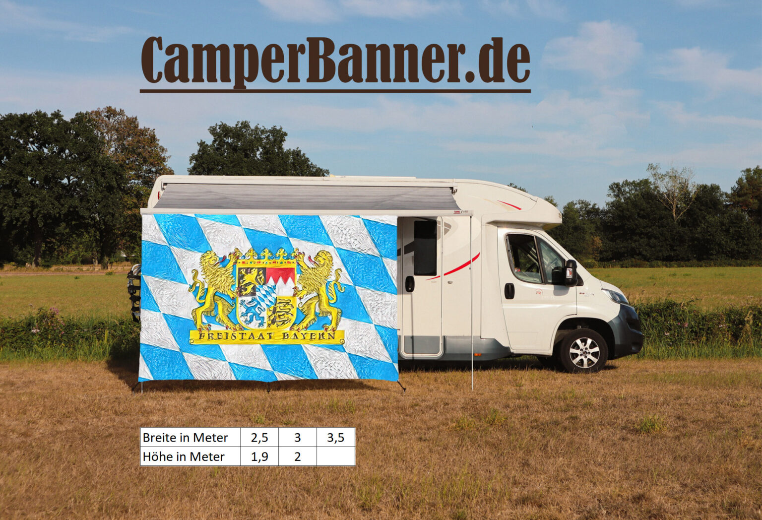 Wohnmobil Banner Markise Sonnenschutz Bayern Stil Impasto