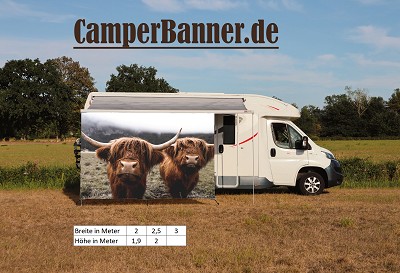 Wohnmobil Banner Markise Sonnenschutz Schweiz Kuh